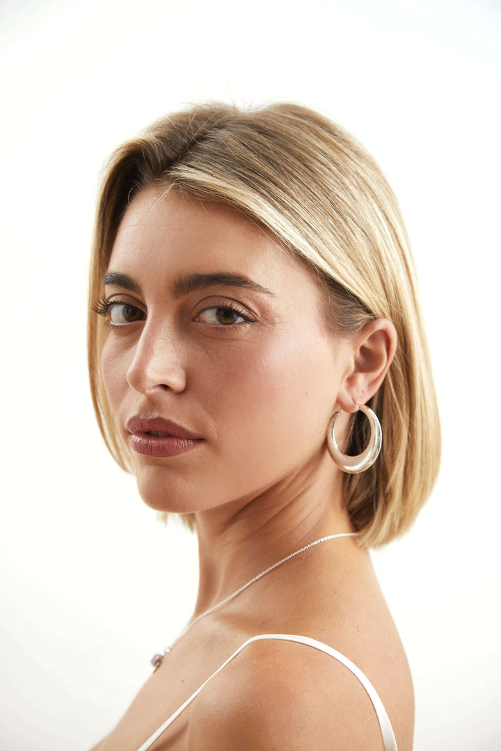 aros plata gordos gruesos pirata luna