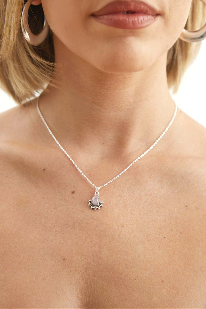 colgante collar plata cuarzo rosa amor union