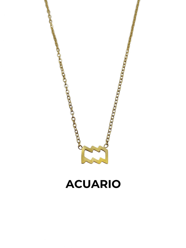 collar dorado acuario acero dorado horoscopo zodiaco 