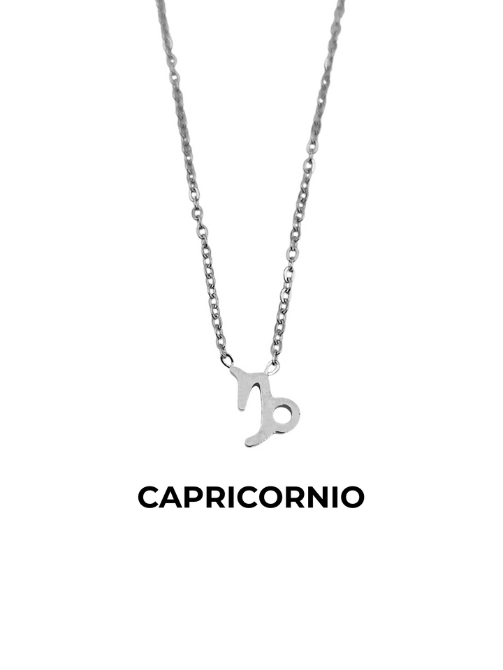 collar horoscopo capricornio acero plateado zodiaco