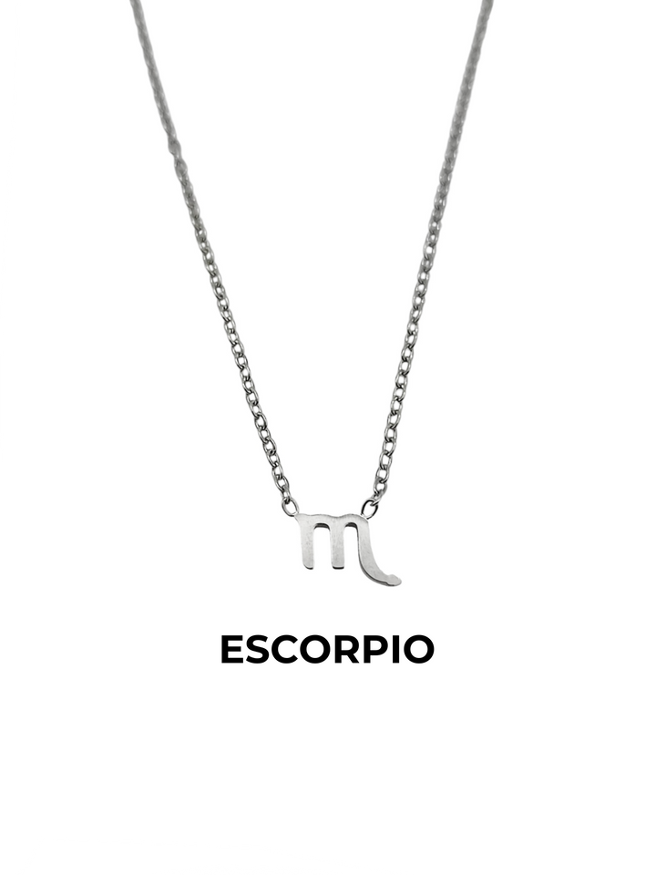 collar horoscopo zodiaco escorpio acero plateado