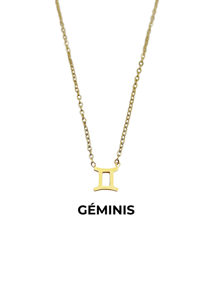 collar geminis acero dorado horoscopo zodiaco