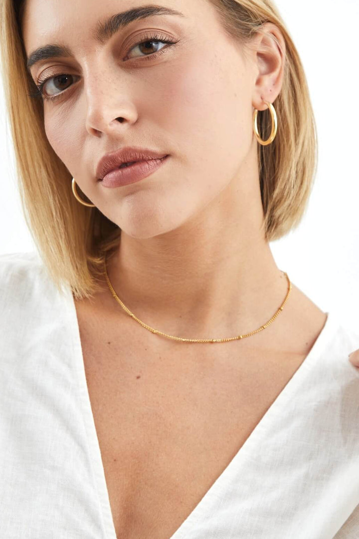 collar acero bolitas dorado acero puntitos