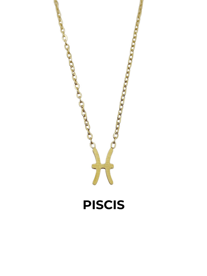 collar piscis horoscopo acero dorado zodiaco