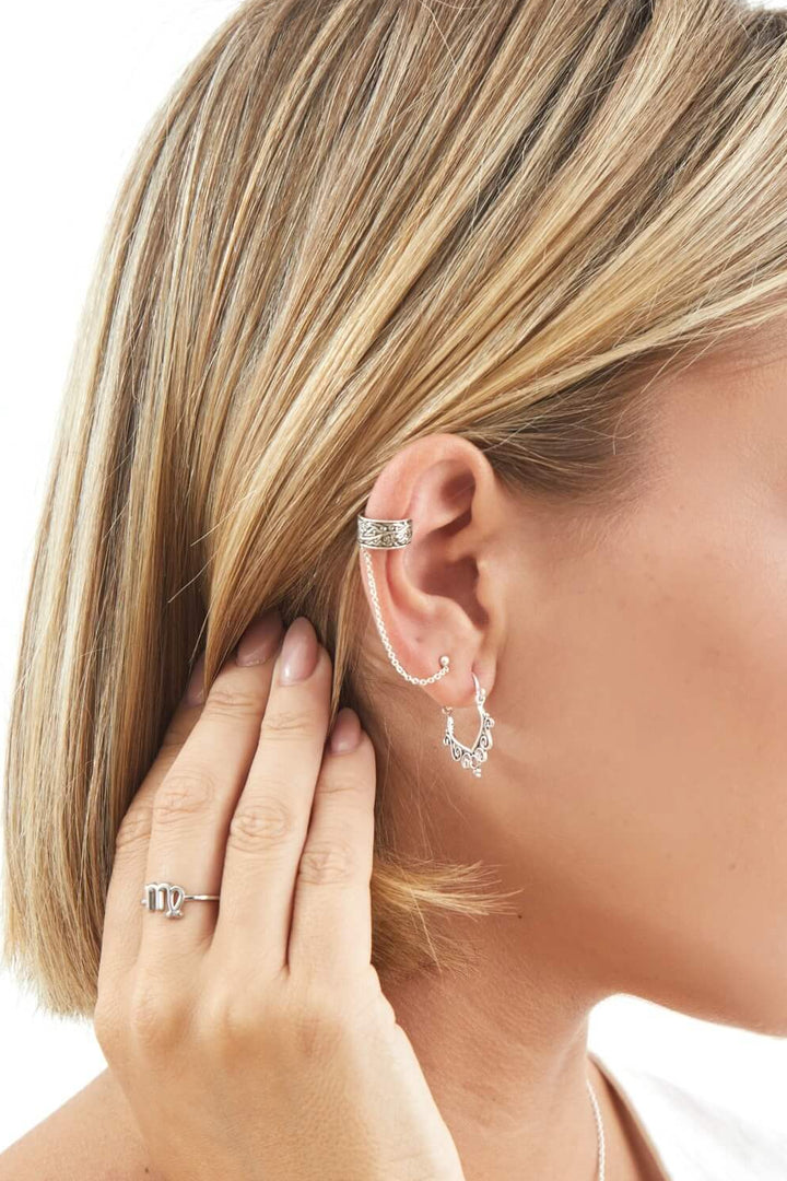 ear cuff pendiente cartilago plata cadenita
