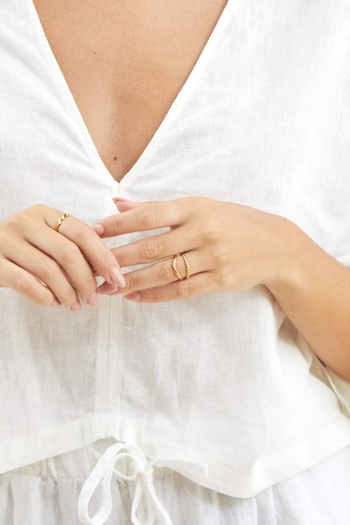 anillo acero ajustable dorado