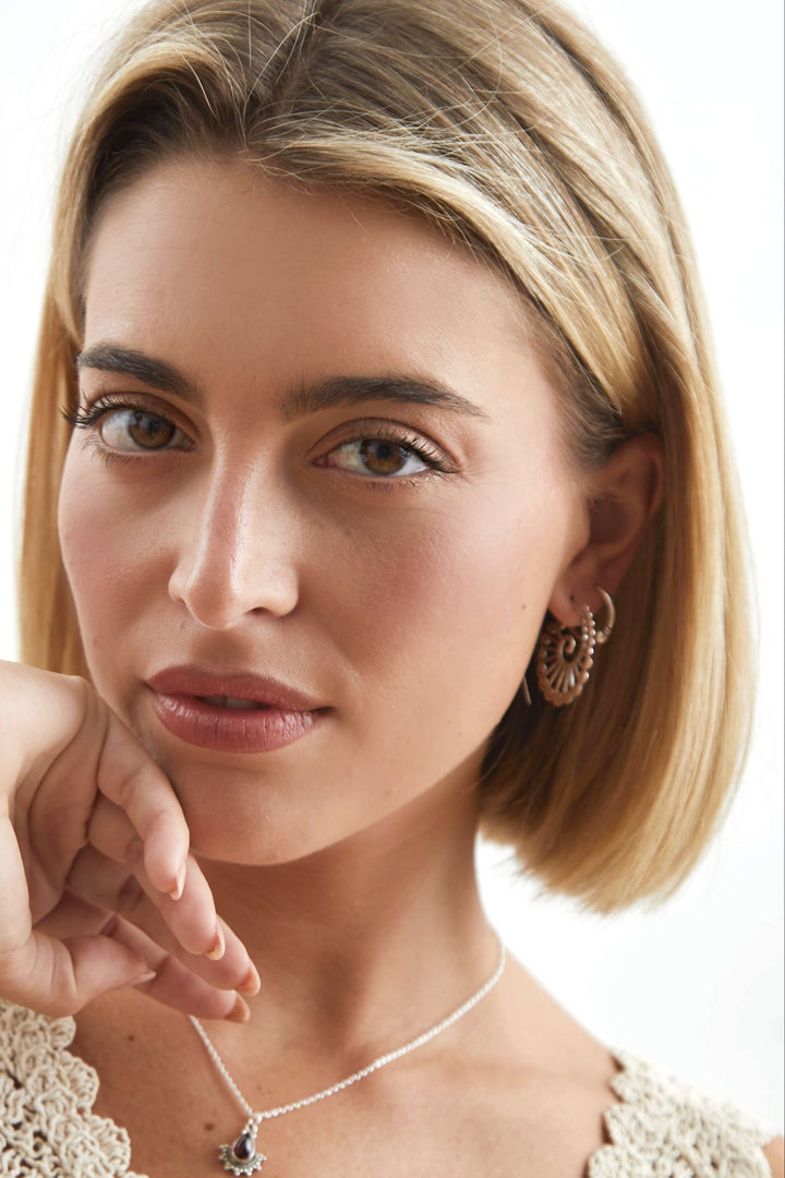 pendientes espiral plata pavo real boho hippie