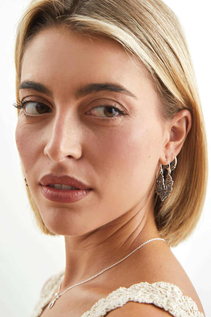 pendientes boho plata hippie mandala flor loto