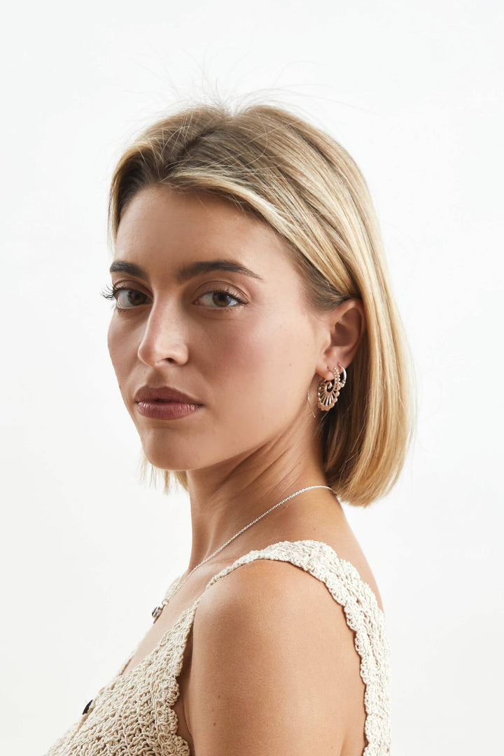 pendientes espiral pavo real plata hippie boho