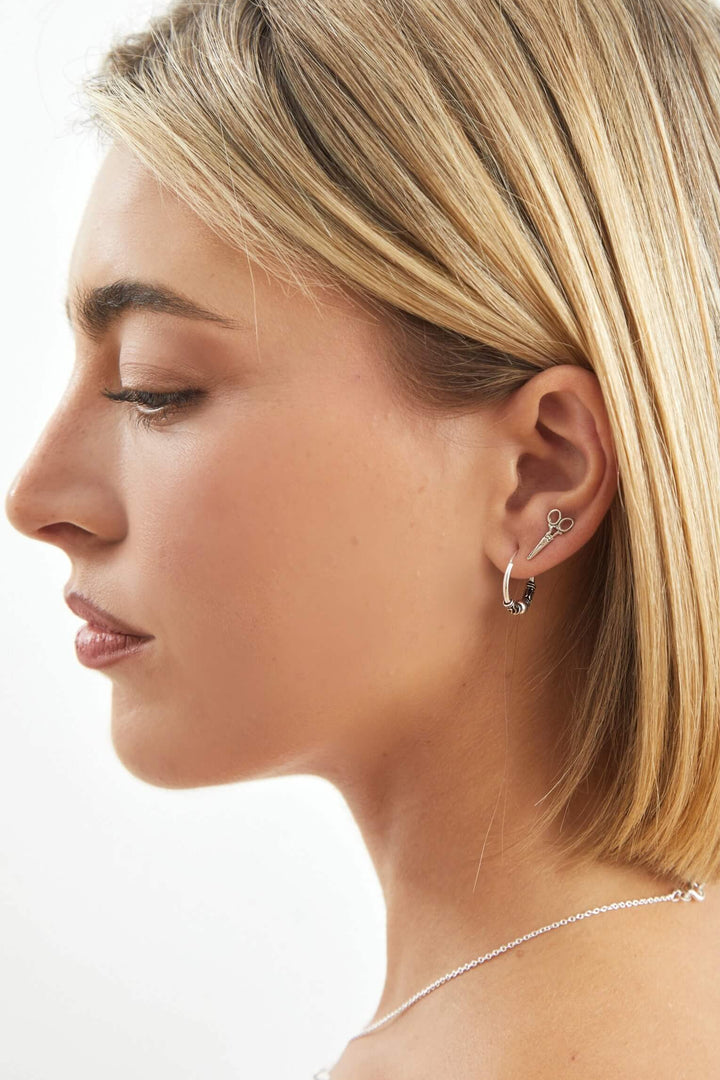 pendientes mini tijeras plata 