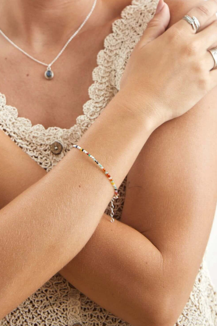 pulsera agata colores plata