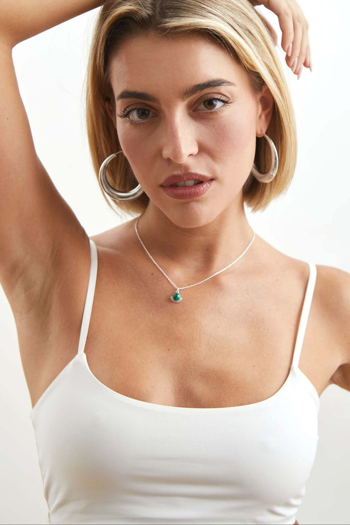 collar malaquita verde plata