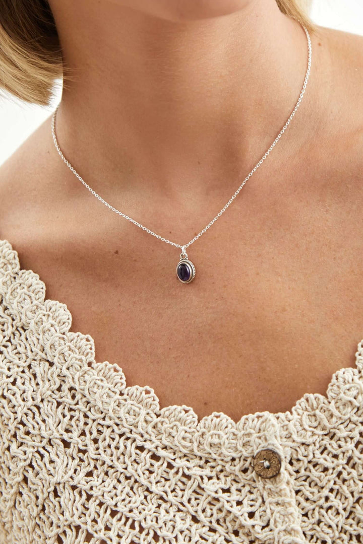 collar colgante amatista morado lila plata