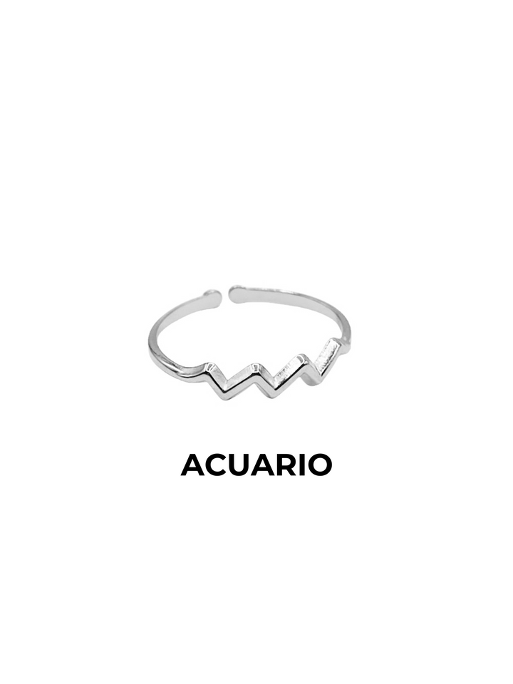 anillo acuario plateado horoscopo ajustable