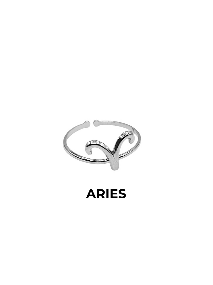 anillo aries plateado ajustable horoscopo