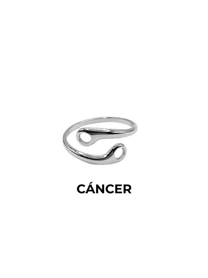 anillo cancer plateado horoscopo ajustable