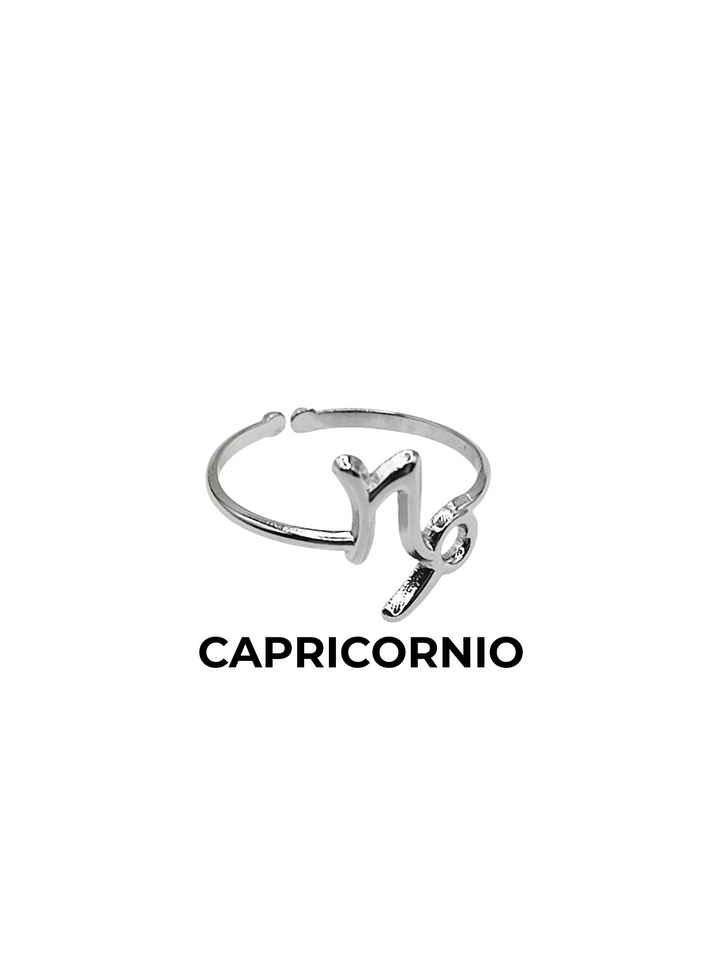 anillo capricornio plateado horoscopo ajustable