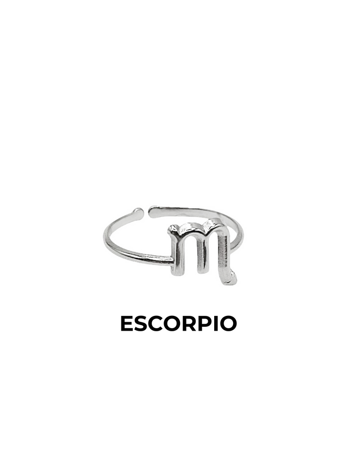 anillo plateado escorpio horoscopos ajustable