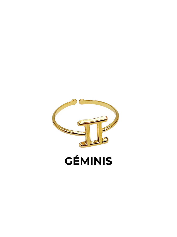 anillo geminis dorado horoscopo ajustable