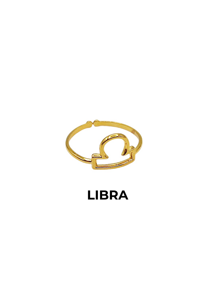 libra horoscopo ajustable anillo dorado