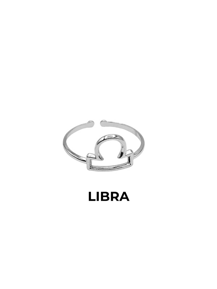 anillo libra plateado horoscopos ajustable