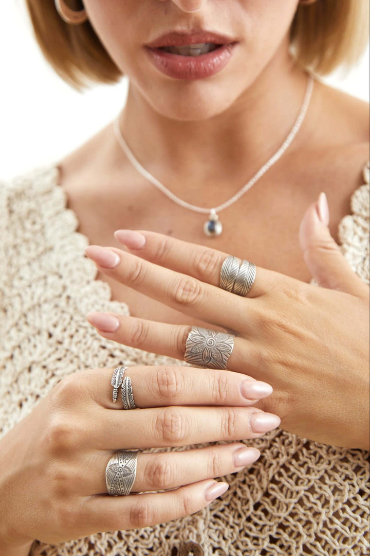 anillo ajustable tribal karen tribu etnico plata