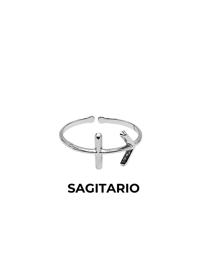 anillo sagitario horoscopo plateado ajustable zodiaco